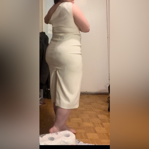 One Shoulder white midi dress - Picture 2 of 3